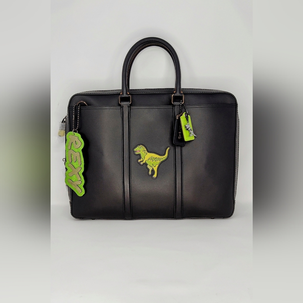 Upcycled Coach Metropolitan Slim Brief Black - NWT & One of a Kind! Rexy Charm🦖